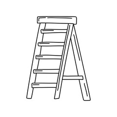Step ladder doodle icon. Staircase for house repair
