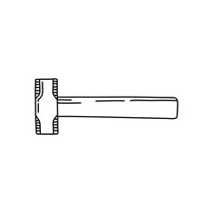Obraz premium Hammer Hand drawn doodle vector icon, isolated on white background
