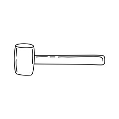 Hammer Hand drawn doodle vector icon, isolated on white background