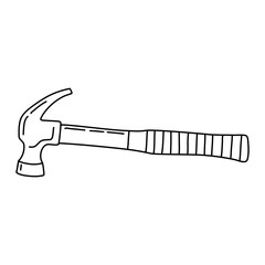 Hammer Hand drawn doodle vector icon, isolated on white background