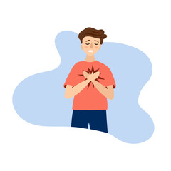 Sad man with emptiness inside. Vector illustration.