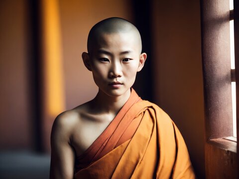 A portrait of beautiful young zen monk volume three created with generative ai, ki