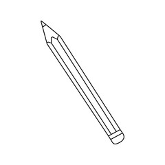 Vector illustration of a simple pencil in doodle style.