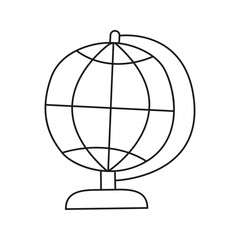 Vector illustration of globe in doodle style.