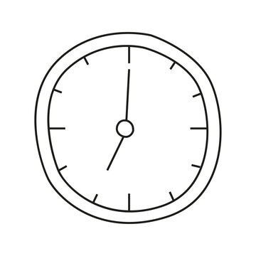 Vector illustration of a wall clock in doodle style