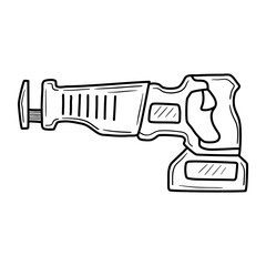 Sabre saw icon. Reciprocating doodle, outline, and outline style