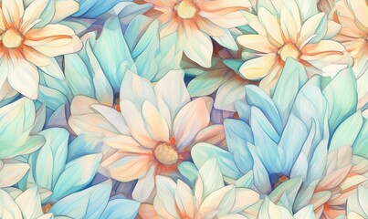 daisy in watercolor style seamless pattern