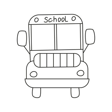 Vector illustration of a school bus in doodle style.