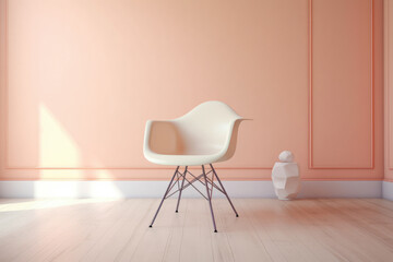 Isolated chair in color with copyspace background. Minimalist interior decoration concept. Generative AI