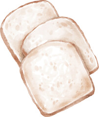 Three slices of bread watercolour illustration