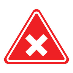 red triangle warning forbidden cross sign