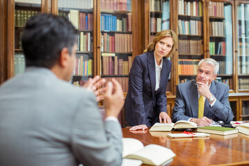 Lawyers talking in chambers