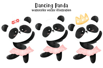 Cute Panda, Panda vector, Panda illustration, watercolor animal, baby panda