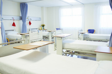 Beds ready in empty hospital room