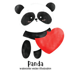 Cute Panda, Panda vector, Panda illustration, watercolor animal, baby panda