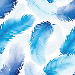 Fototapeta na wymiar Blue elegant feathers pattern. Seamless pattern. Created with Generative AI technology.