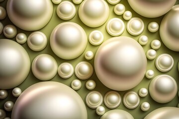 White pearl background. Color bubbles. Pearl background. Generative ai