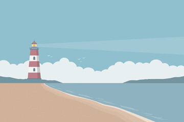 travel marine design lighthouse by the ocean seascape