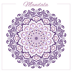 Fototapeta na wymiar Colorful mandala. Dark purple oriental circular ornament with indian, arabic, turkish motifs. Isolated, vector, editable.