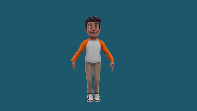 Fun 3D cartoon kid jumping (with alpha channel included)