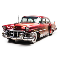 Plakat classic red car, generative, ai, steampunk, retro, vintage 