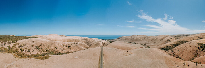 high angle view of a long country road