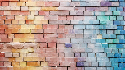 brick wall painted in rainbow colors gradient. generative ai