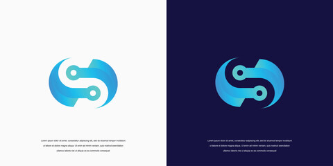 initial letter s technology logo design. connect logo