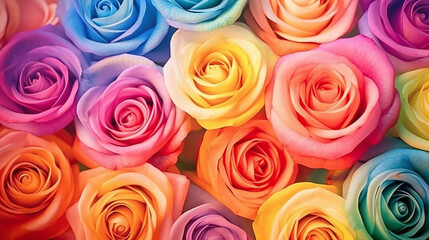 Obraz na płótnie Canvas multicolored roses gradient background is unusual. generative ai