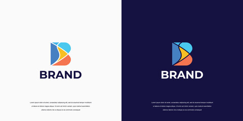 letter B logo, colorful brand identity symbol mark design