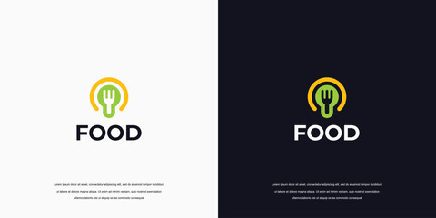 Logo Food word sign logo icon design template elements