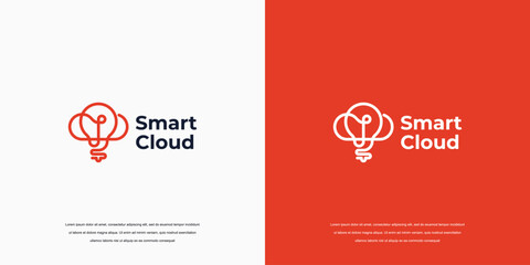 Smart Cloud Logo, linear style