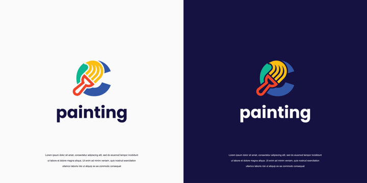 Painting logo template, initial letter c