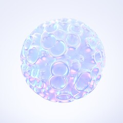 Abstract metallic shape with holographic gradient. 3d render.