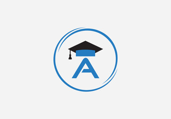 Educational sign and Graduation cap with the letter and alphabets vector design