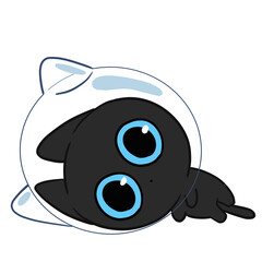 Space black cat. Cute illustration character Transparent background