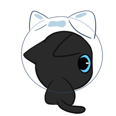 Space black cat. Cute illustration character Transparent background