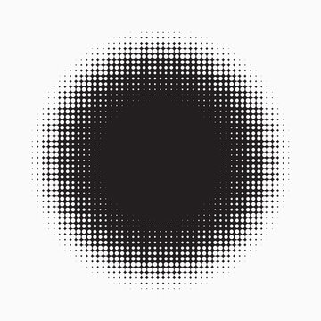 Halftone circle frame background set. Round border Icon using halftone random circle. Grunge circular stain. Vector illustration.