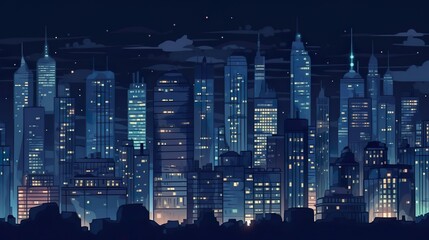 Abstract background illuminated city. Captivating illustration of an illuminated city in a modern style on an abstract background, perfect for banners. Generative AI.