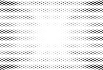 Halftone gradient sun rays pattern. abstract halftone vector dots background. monochrome dots pattern. pop art, comic small dots. star rays halftone poster. shine, explosion. sunrise rays background. - obrazy, fototapety, plakaty