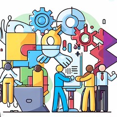 a series of sleek and visually appealing illustrations representing modern business concepts