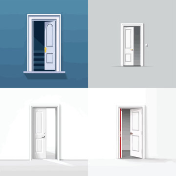 White door set vector illustration isolated