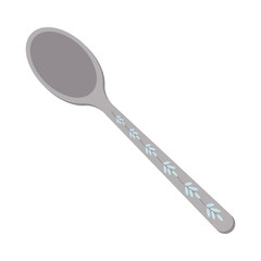 Dishes. A tablespoon with a floral ornament on the handle.