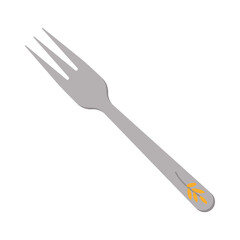 Dishes. Dessert fork with three prongs and a floral ornament on the handle.