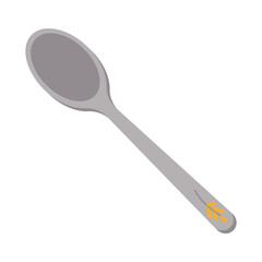 Dishes. A teaspoon with a floral ornament on the handle.