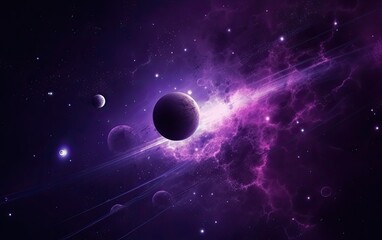 Obraz na płótnie Canvas Purple planet in space. Generative AI.