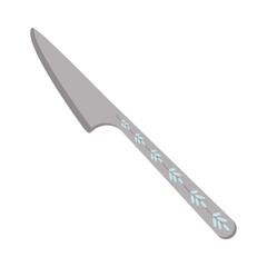 Dishes. A table knife with a floral ornament.