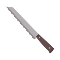 Dishes. A kitchen knife with a wavy blade for bread.