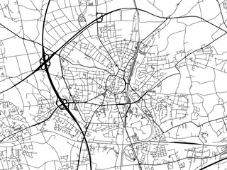 Vector road map of the city of  Recklinghausen in Germany on a white background.