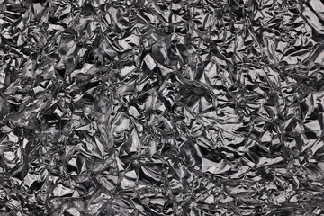 crumpled foil abstract background black and white silver effect